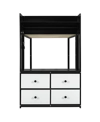 Streamdale Furniture Bunk Bed with 4 Drawers, Rail, Light, Shelves, Pegboards