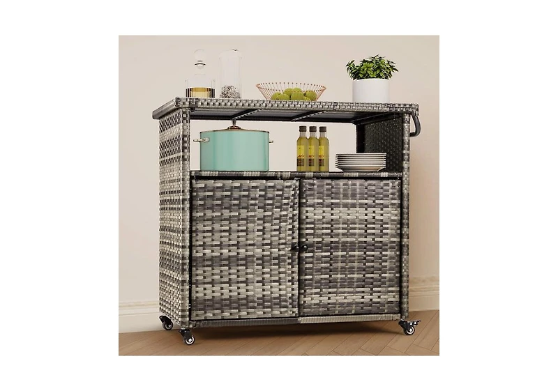 Aecojoy Outdoor Bar Cart with Wheels