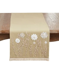 Saro Lifestyle Embroidered Floral Table Runner, 16" x 72"