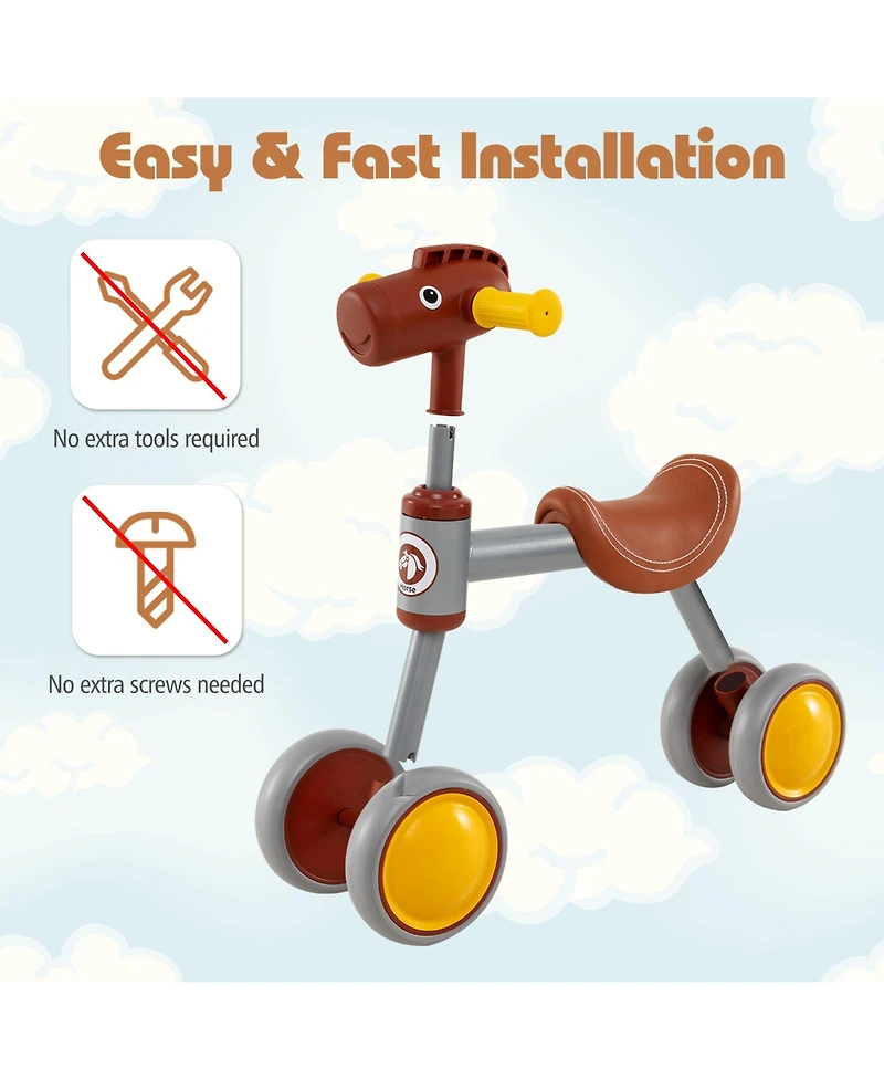 Slickblue Baby Balance Bike No Pedal 4-Wheel Bicycle