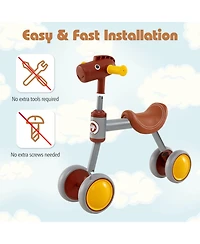 Slickblue Baby Balance Bike No Pedal 4-Wheel Bicycle