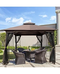 Clihome 10x10 Ft Outdoor Patio Gazebo Canopy Tent with Double Vented Roof and Mosquito net