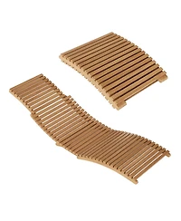 Gouun Teak Wood Folding Patio Chaise Lounge with Slatted Seat