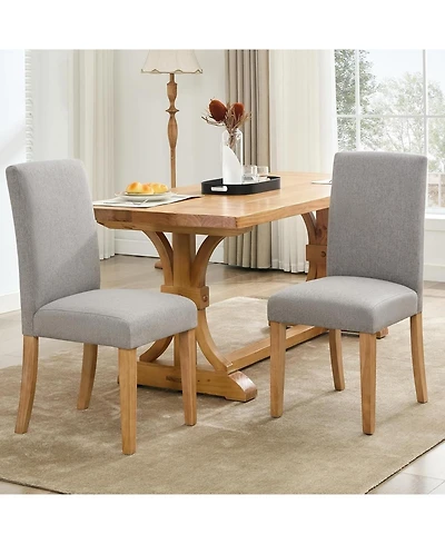 Upholstered Dining Chairs Set of 2 with Nailhead Trim, Padded Seat and Solid Wood Legs
