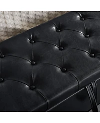 Streamdale Furniture Black Storage Ottoman Bench with Safety Hinge