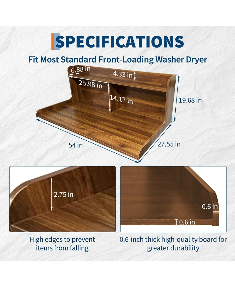 Homfan 2-Tier Washer and Dryer Countertop Organizer Shelf - Space-Saving Laundry Room Storage