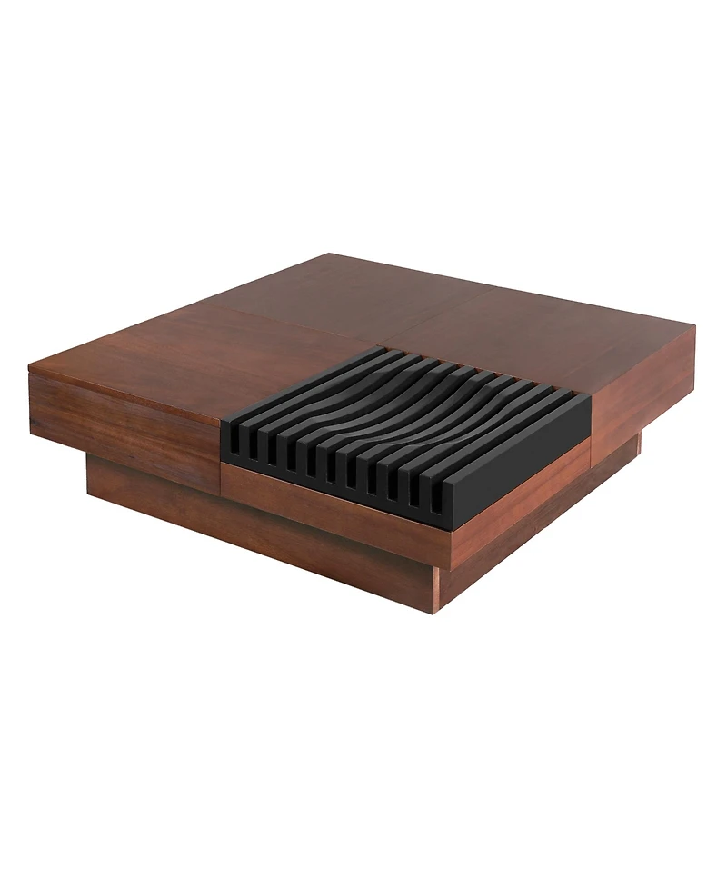 Rainsken Modern Extendable Coffee Table with Storage, Multi-Functional Sliding Top Center Table with Drawers for Living Room