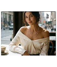 Bling Jewelry Fashion Extra Long Multi Wrap Layering Simulated White Pearl Station Chain Endless Strand Necklace 63 Inch Length