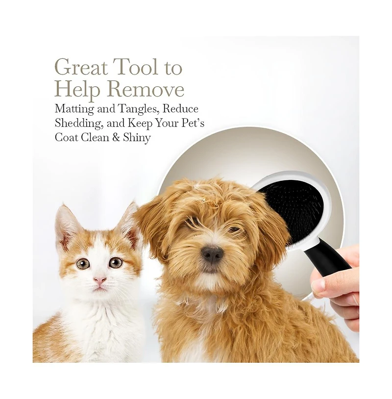 Aronkl Steel Pin & Nylon Bristle Pet Brush for Dogs & Cats