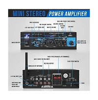 Pyle Mini Stereo Power Amplifier 2x40W with Bluetooth, Usb and Aux Inputs