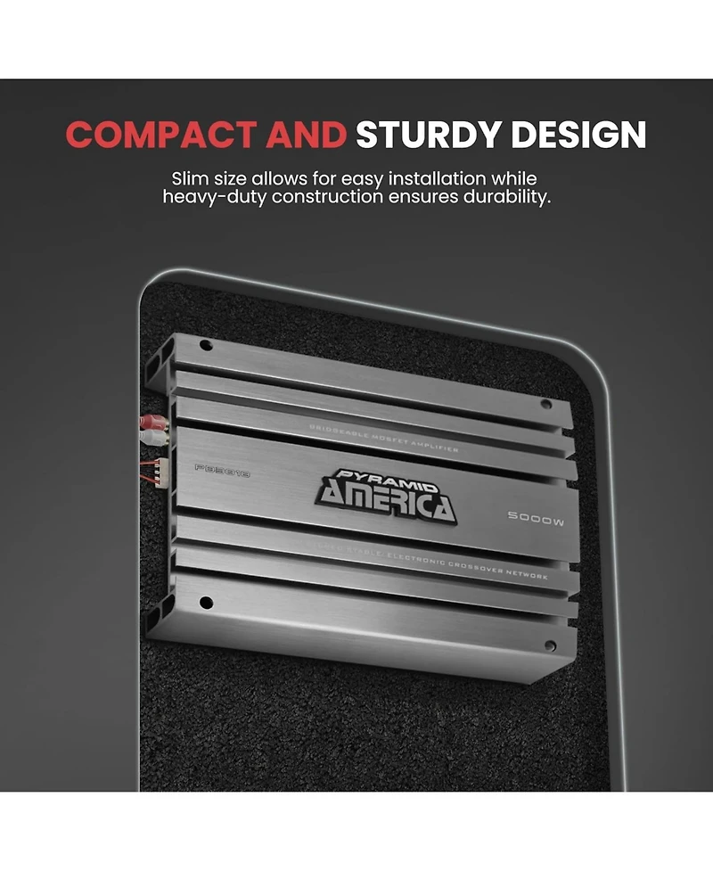 Pyle 5000 Watt 2 Channel Bridgeable Mosfet Amplifier - High Power, Car Audio