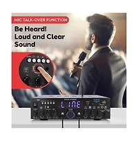 Pyle Bluetooth Stereo Amplifier Receiver - Optical, Phono, Coaxial, Fm Radio, Usb & Sd Memory Card Readers, Line, Input, Digital Led Display