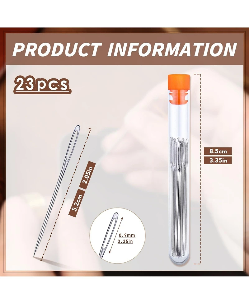 Gnuadz 23pcs Large Eye Sewing Needles Hand Leather Embroidery Crafts Repair Plastic Bottle