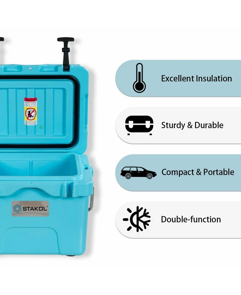 Gouun 16-Quart Portable Insulated Hard Cooler with 4-Day Ice Retention and 2 Cup Holders