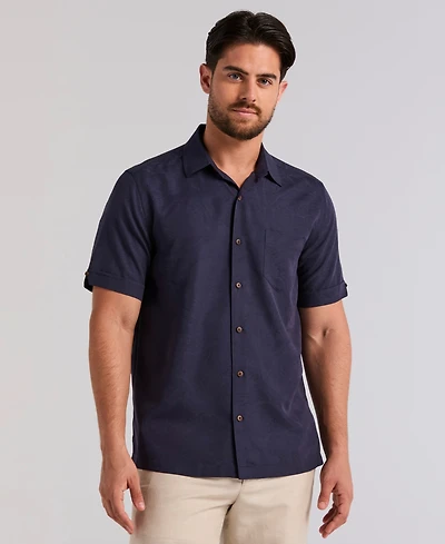 Cubavera Men's Palm Print Short-Sleeve Button-Down Shirt