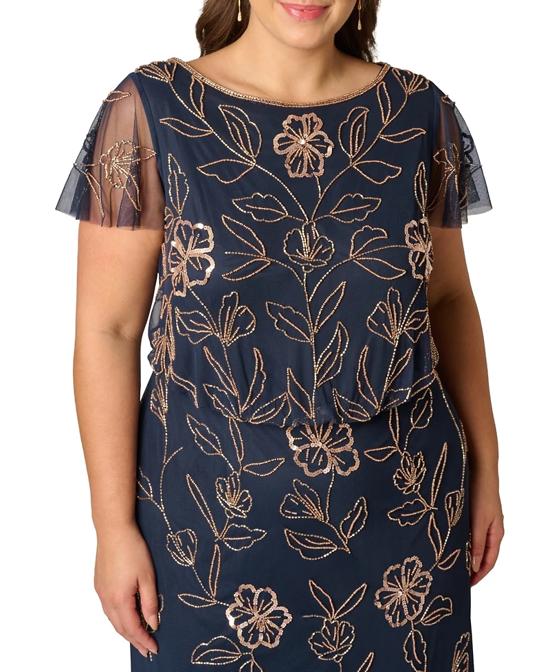 Adrianna Papell Plus Beaded Blouson Dress