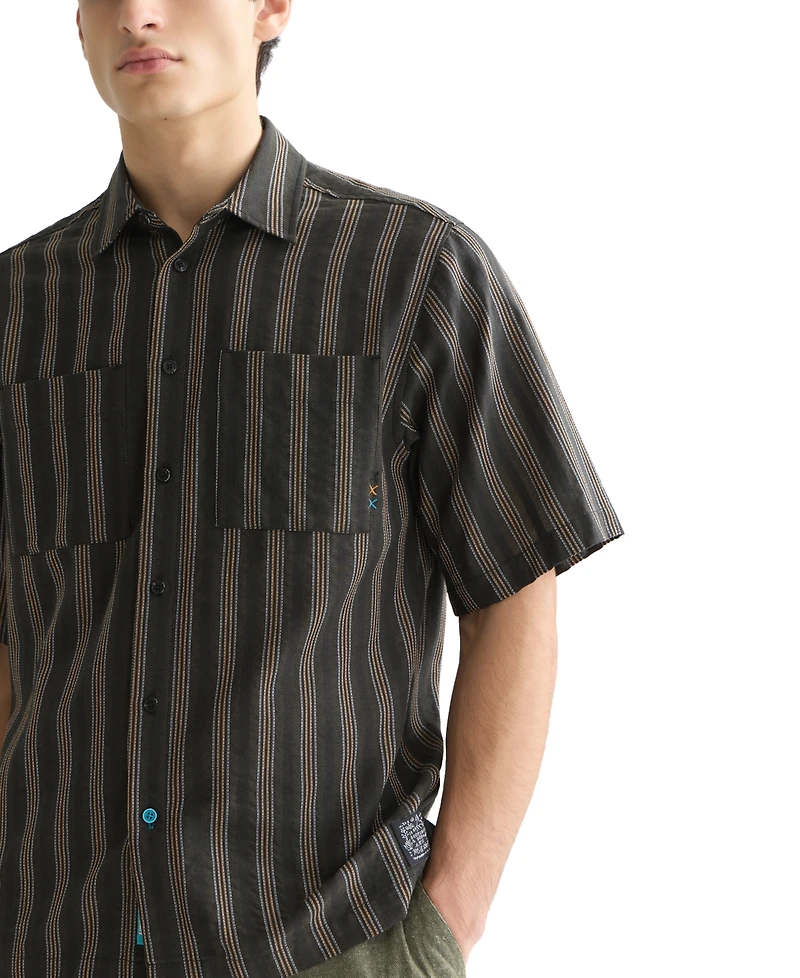 Scotch & Soda Men's Striped Short-Sleeve Cotton Shirt