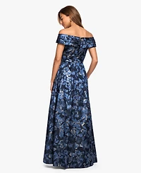 Xscape Women's Off-The-Shoulder Brocade Ball Gown