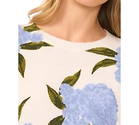 CeCe Women's Long-Sleeve Floral Crewneck Sweater