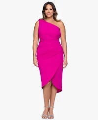 Xscape Plus One-Shoulder Ruched Midi Dress