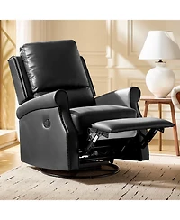 Hulala Home Philip 38" Traditional Faux Leather Swivel Rocker Manual Recliner