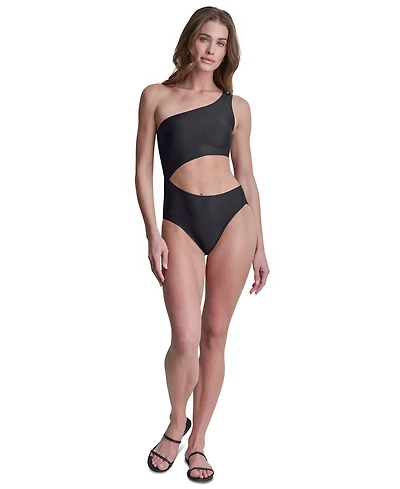 Dkny Women's One-Shoulder Cut Out One-Piece Swimsuit