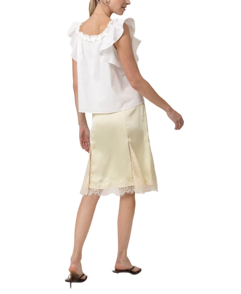 Line & Dot Women's Emel Lace Godet Midi Skirt