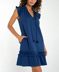 Liverpool Los Angeles Petite V-Neck Ruffled Dress