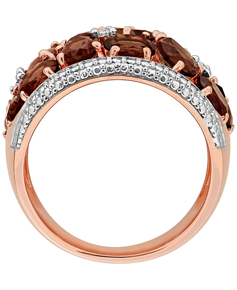 Macy's Smokey Quartz (5-1/2 ct. t.w.) & Diamond (0.07 Ring 18k Rose Gold Flash Plated Sterling Silver