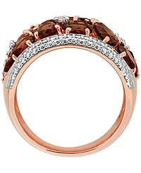 Macy's Smokey Quartz (5-1/2 ct. t.w.) & Diamond (0.07 Ring 18k Rose Gold Flash Plated Sterling Silver