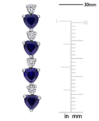 Macy's Created Blue Sapphire (2-1/6 ct. t.w.) & White (1/3 Drop Earrings Sterling Silver (Also Available Pink Sapphir