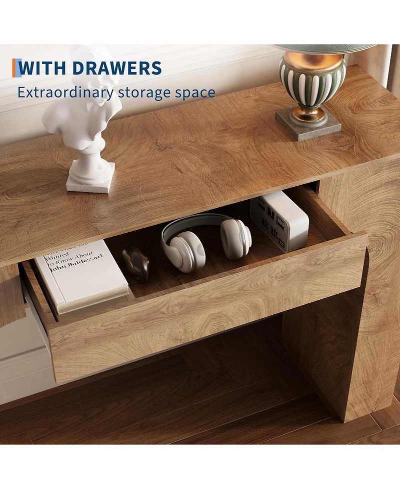 gaomon 47 in Long Console Table with Drawer, Wooden Rectangular Sofa Table Behind The Couch, Industrial Farmhouse Entryway Foyer Hallway Tables