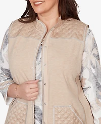 Alfred Dunner Plus Comfort & Joy Quilted Snap Front Vest