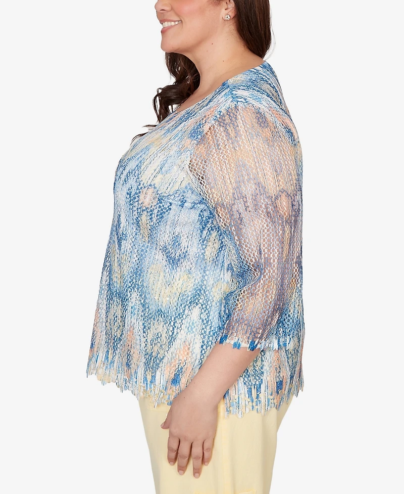 Alfred Dunner Plus Out of the Blue Dramatic Crewneck Top