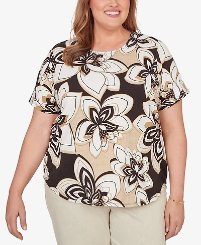 Alfred Dunner Plus Detail Driven Floral Stained Glass Short-Sleeve T-Shirt