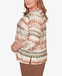 Alfred Dunner Plus Spice Market Biadere Stripe Center Seam Top