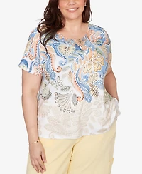 Alfred Dunner Plus Out of the Blue Ombre Paisley Short-Sleeve T-Shirt