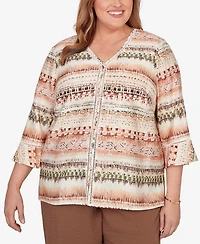Alfred Dunner Plus Spice Market Biadere Stripe Center Seam Top