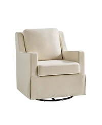 Hulala Home Lillie 30" W Farmhouse Slipcovered Down-blend Swivel Rocking Chair with Pillow Back