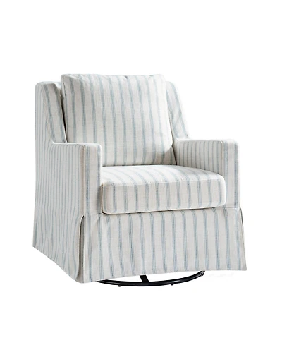 Hulala Home Lillie 30" W Farmhouse Slipcovered Down-blend Swivel Rocking Chair with Pillow Back