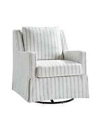 Hulala Home Lillie 30" W Farmhouse Slipcovered Down-blend Swivel Rocking Chair with Pillow Back