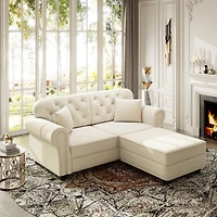 Streamdale Furniture Velvet Chesterfield Sofa w/Nailhead Trim and 2 Pillows