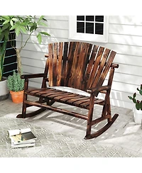 Slickblue Adirondack Rocking Chair Outdoor High Back Slatted Seat