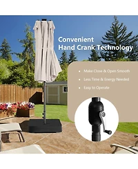 Gouun 15 ft Double-Sided Patio Umbrella with 48 Solar Led Lights and Vented Canopy