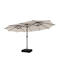 Gouun 15 ft Double-Sided Patio Umbrella with 48 Solar Led Lights and Vented Canopy