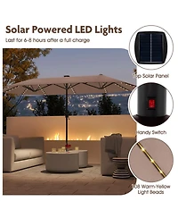 Gouun 13 ft Double-Sided Patio Umbrella with 108 Solar Led Lights and Crank Handle