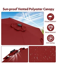 Gouun 7.5 ft Solar Powered Patio Umbrella with 18 Led Lights Push-Button Tilt and Crank