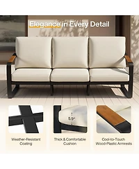 Tribesigns 78.7" Outdoor Patio Sofa with Removable Cushions and Metal Frame Couch