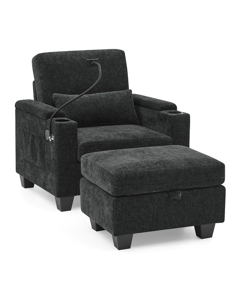 Streamdale Furniture38 inches Wide Linen Look Ottoman Bench Footstool