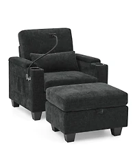 Streamdale Furniture38 inches Wide Linen Look Ottoman Bench Footstool